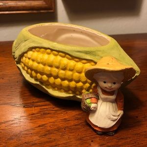 Adorable Vintage 1975 Enesco Corn Planter With The Happiest Little Granny!
